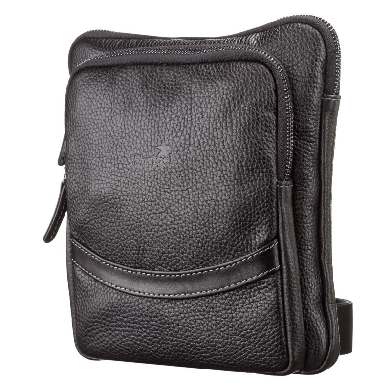 Сумка мужская SHVIGEL кожаная Черная
