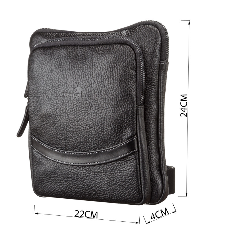 Сумка мужская SHVIGEL кожаная Черная