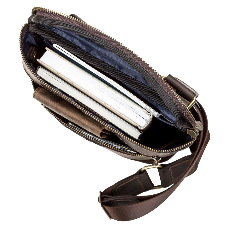 Сумка мужская SHVIGEL кожаная Коричневая