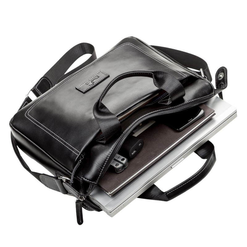 Сумка мужская SHVIGEL кожаная Черная