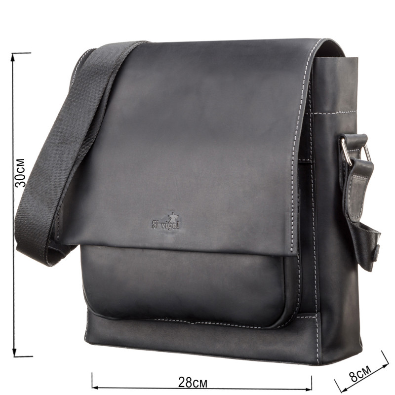 Сумка мужская SHVIGEL кожаная Черная