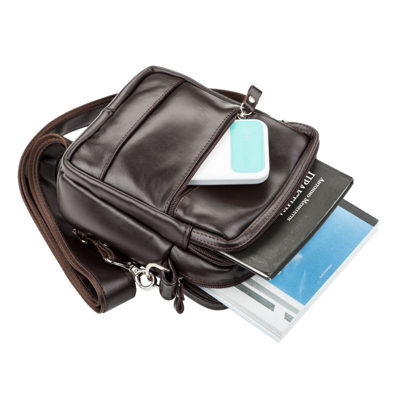 Сумка мужская SHVIGEL кожаная Коричневая