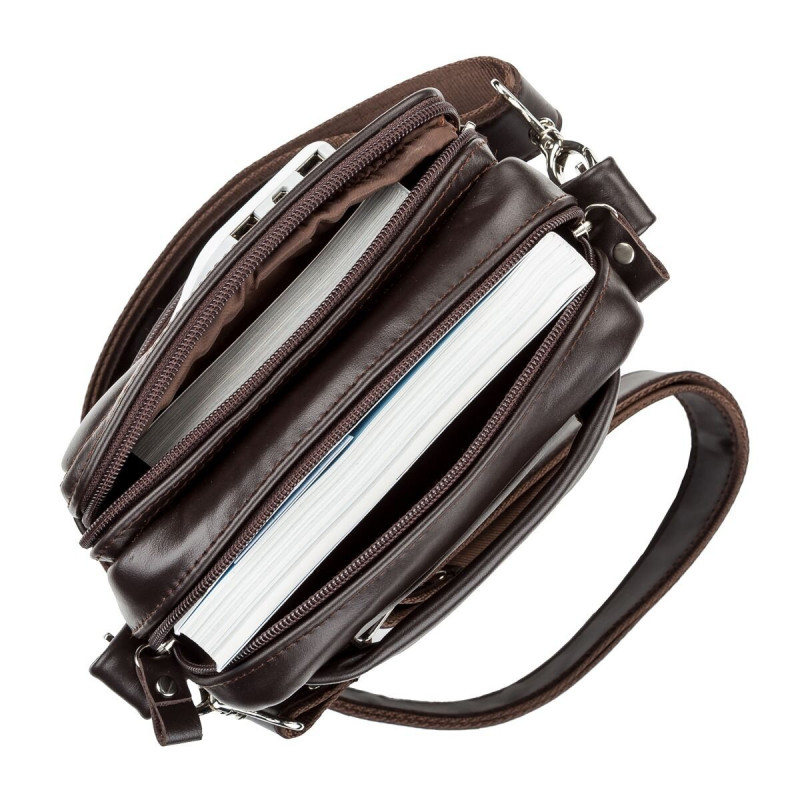 Сумка мужская SHVIGEL кожаная Коричневая