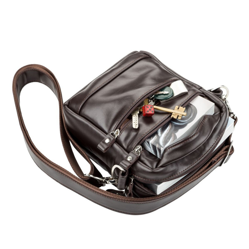 Сумка мужская SHVIGEL кожаная Коричневая