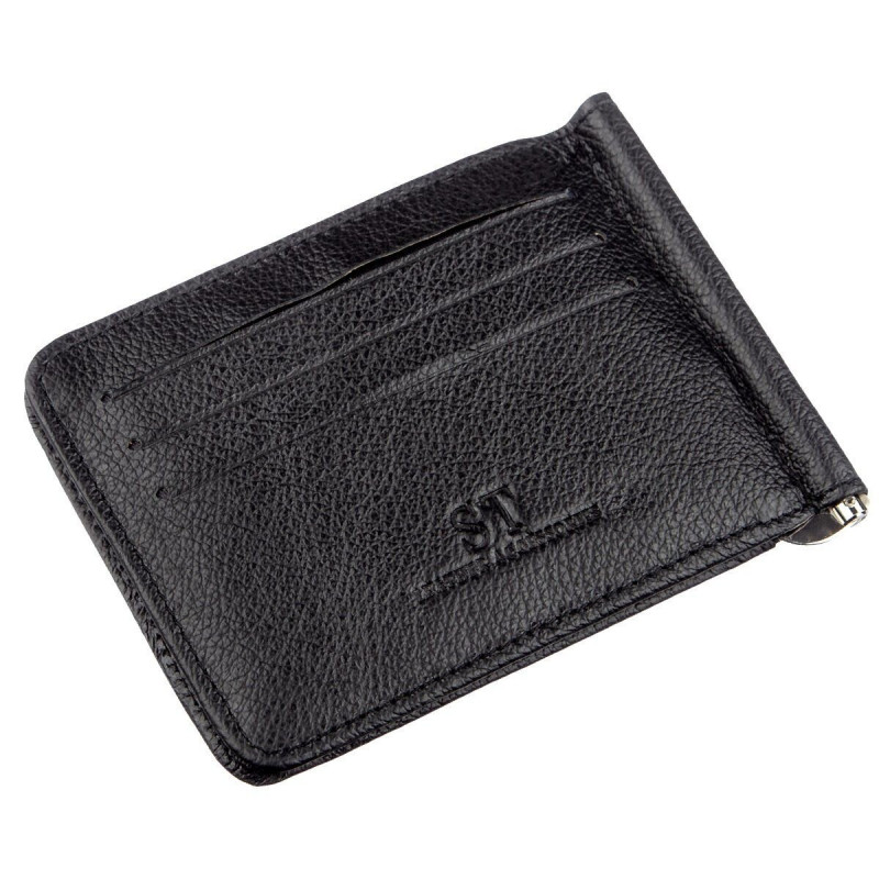 Кожаный мужской зажим на магните ST Leather Черный