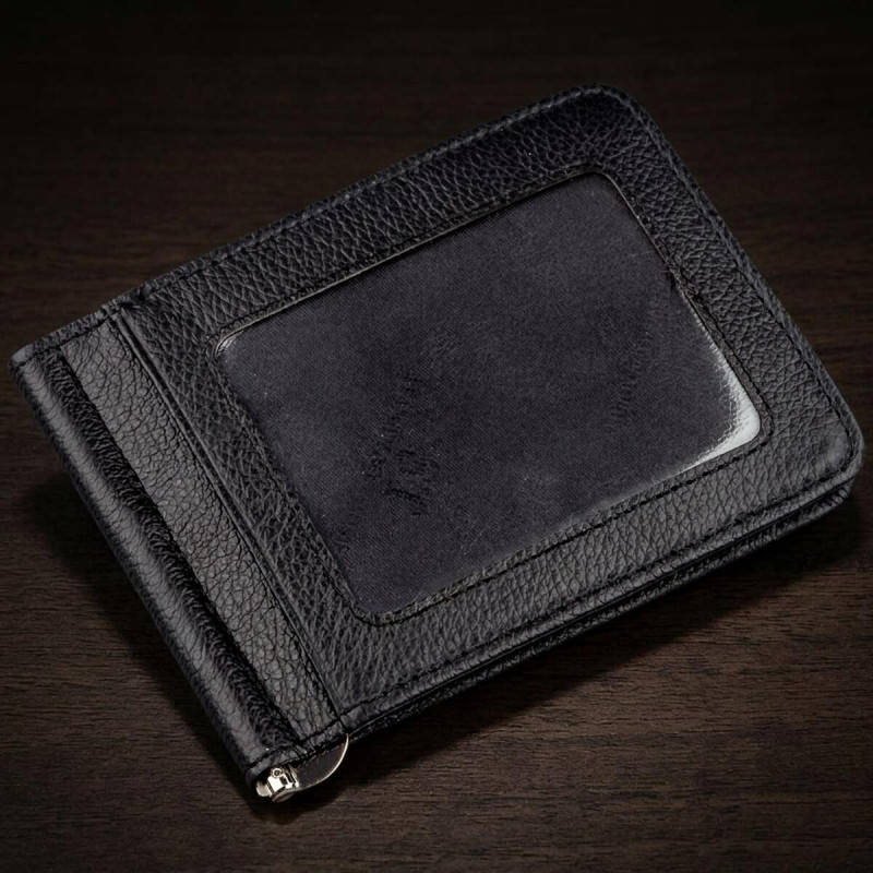 Кожаный мужской зажим на магните ST Leather Черный