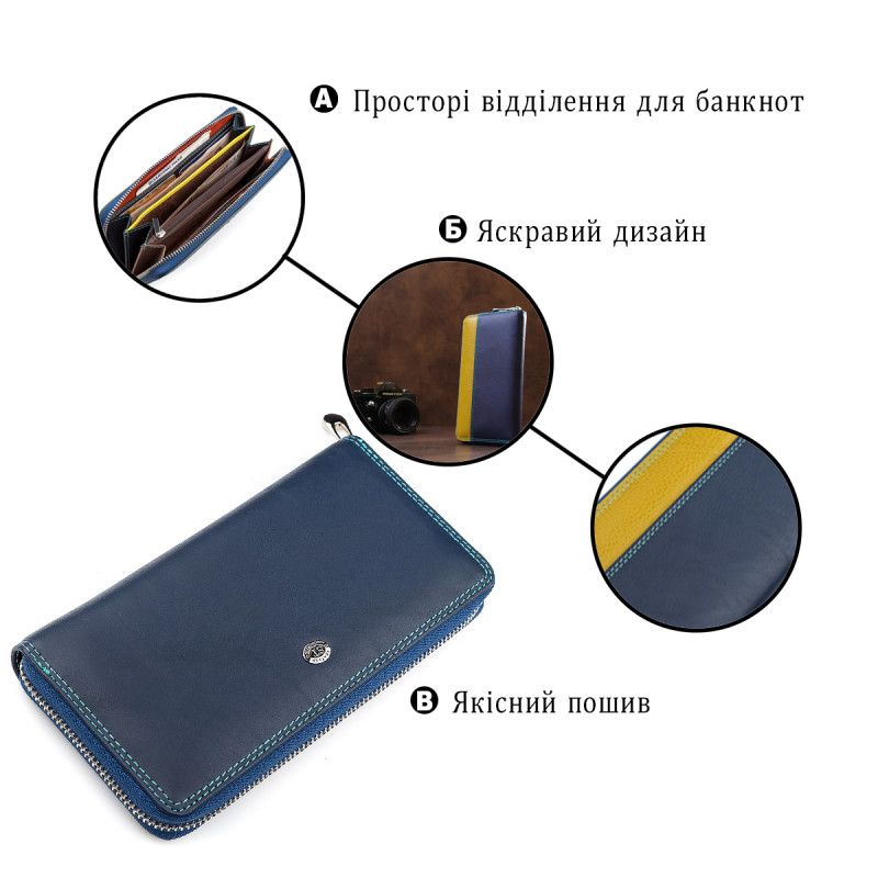 Гаманець жіночий ST Leather (SB) на блискавці Синій