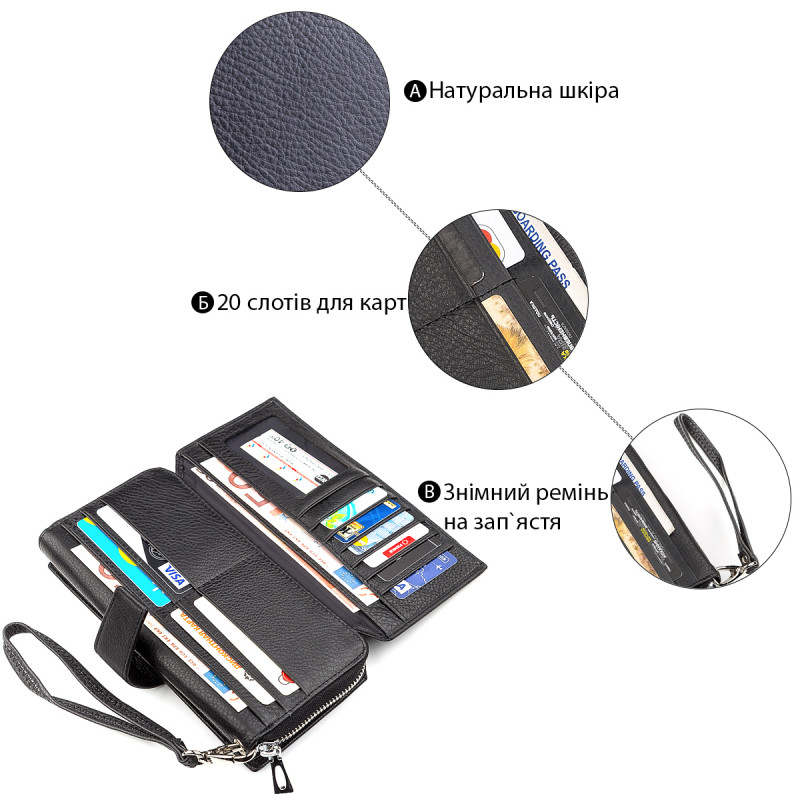 Мужской кошелек ST Leather (ST) стильный Черный