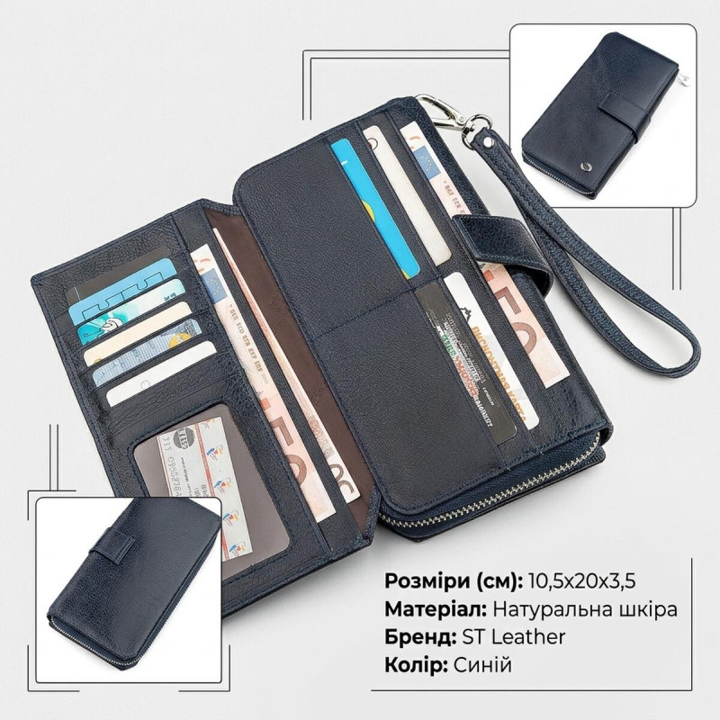 Мужской кошелек ST Leather (ST) кожа Синий