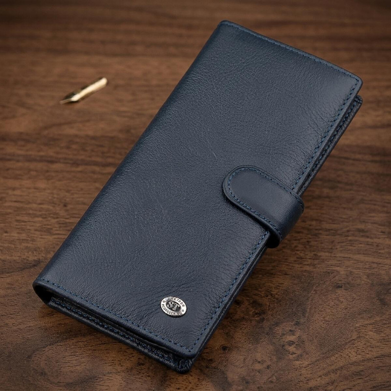 Мужской купюрник ST Leather (ST) кожаный Синий