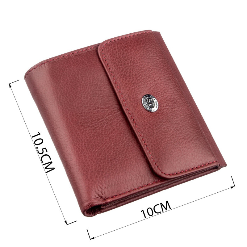 Небольшой женский бумажник с монетницей ST Leather Бордовый