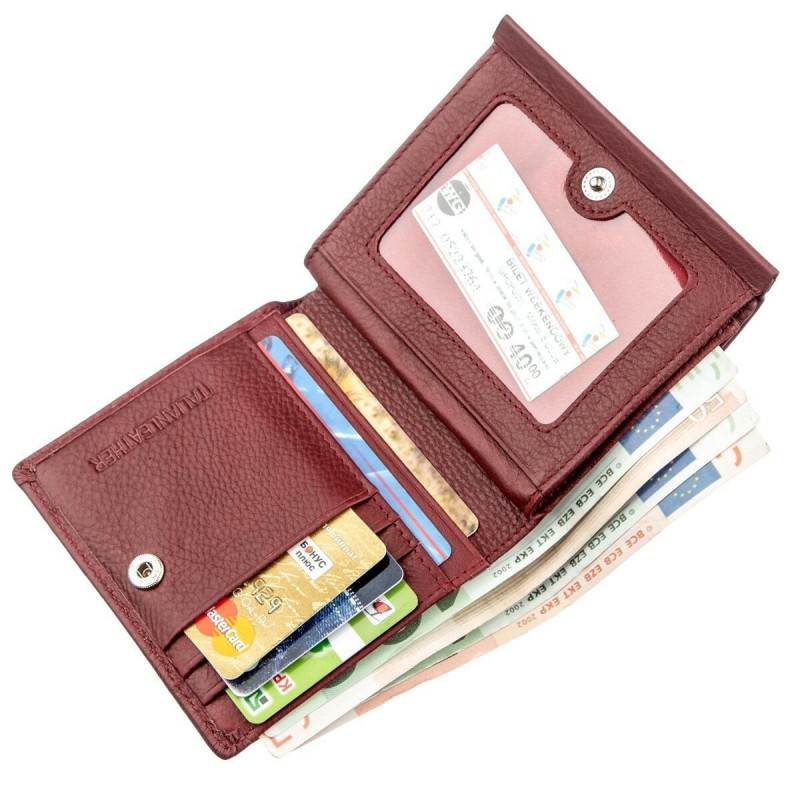 Небольшой женский бумажник с монетницей ST Leather Бордовый
