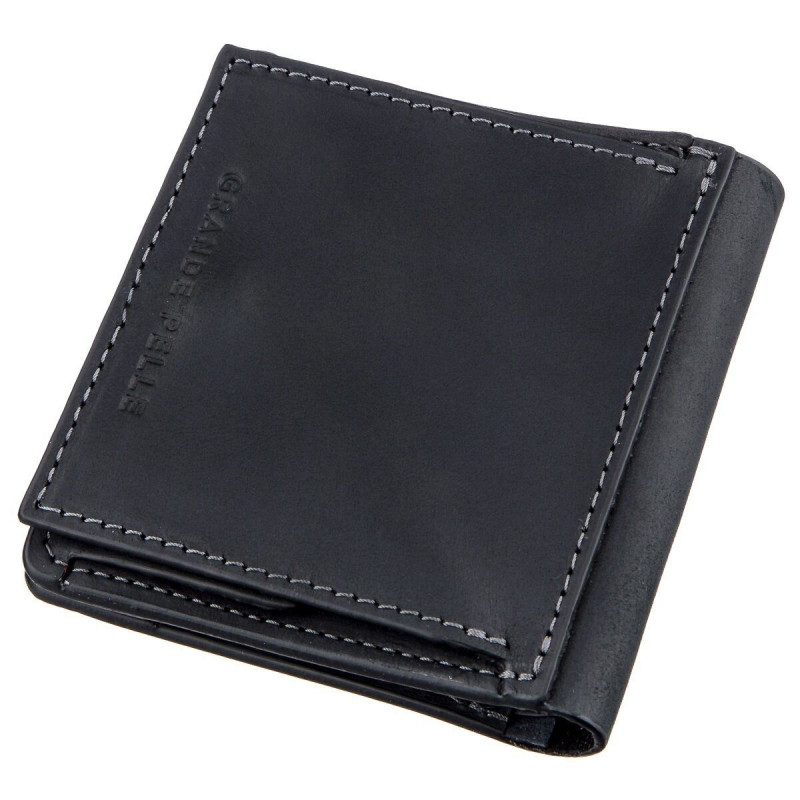 Оригинальное портмоне унисекс с накладной монетницей GRANDE PELLE Черное