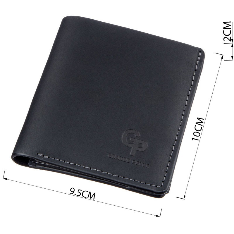 Оригинальное портмоне унисекс с накладной монетницей GRANDE PELLE Черное