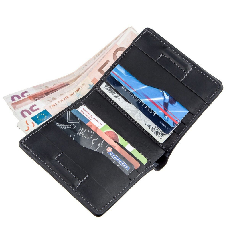 Оригинальное портмоне унисекс с накладной монетницей GRANDE PELLE Черное