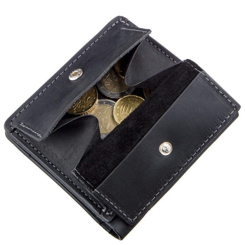 Оригинальное портмоне унисекс с накладной монетницей GRANDE PELLE Черное