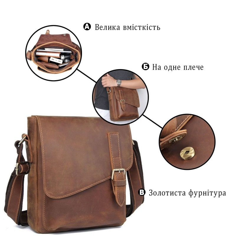 Кожаная мужская сумка Vintage Коричневый