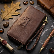 Чоловічий шкіряний клатч для карток купюр та документів SHVIGEL Коричневий