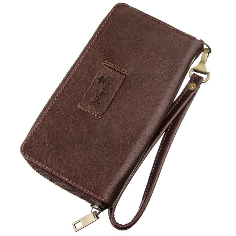 Чоловічий шкіряний клатч для карток купюр та документів SHVIGEL Коричневий