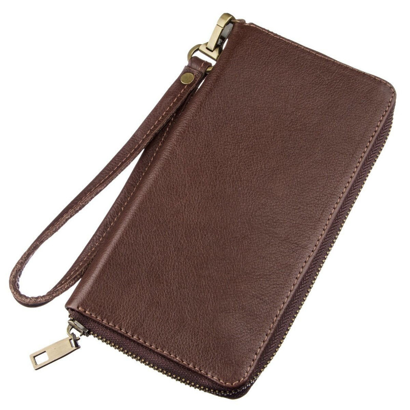 Чоловічий шкіряний клатч для карток купюр та документів SHVIGEL Коричневий