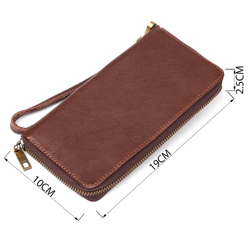 Чоловічий шкіряний клатч для карток купюр та документів SHVIGEL Коричневий