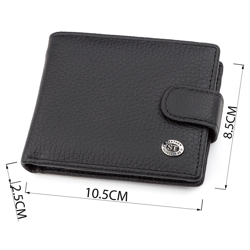 Мужской кошелек ST Leather (ST) кожаный Черный