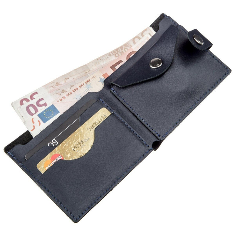 Портмоне мужское с монетницей кожаное SHVIGEL Синее