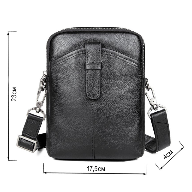 Сумка чоловіча шкіряна флотар Vintage Чорна