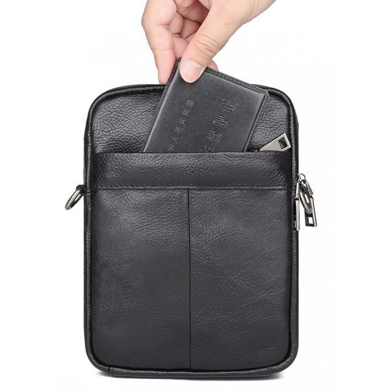 Сумка чоловіча шкіряна флотар Vintage Чорна