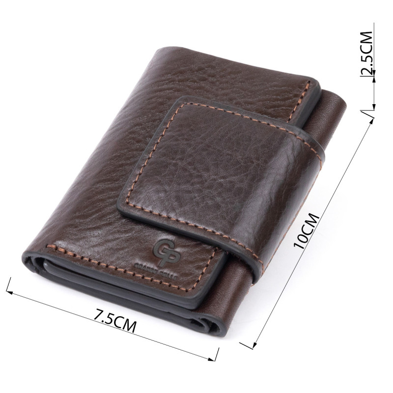 Портмоне вертикальне з хлястиком на магніті на одне відділення GRANDE PELLE Коричневе