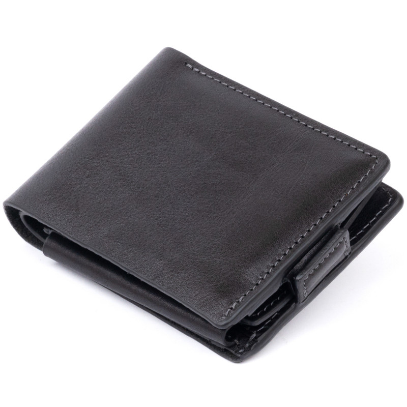 Портмоне горизонтальне Amico на магніті на два відділення GRANDE PELLE Чорне