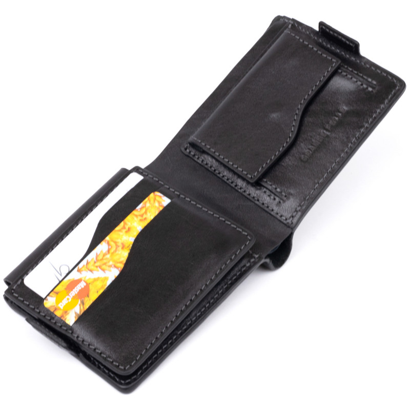 Портмоне горизонтальне Amico на магніті на два відділення GRANDE PELLE Чорне