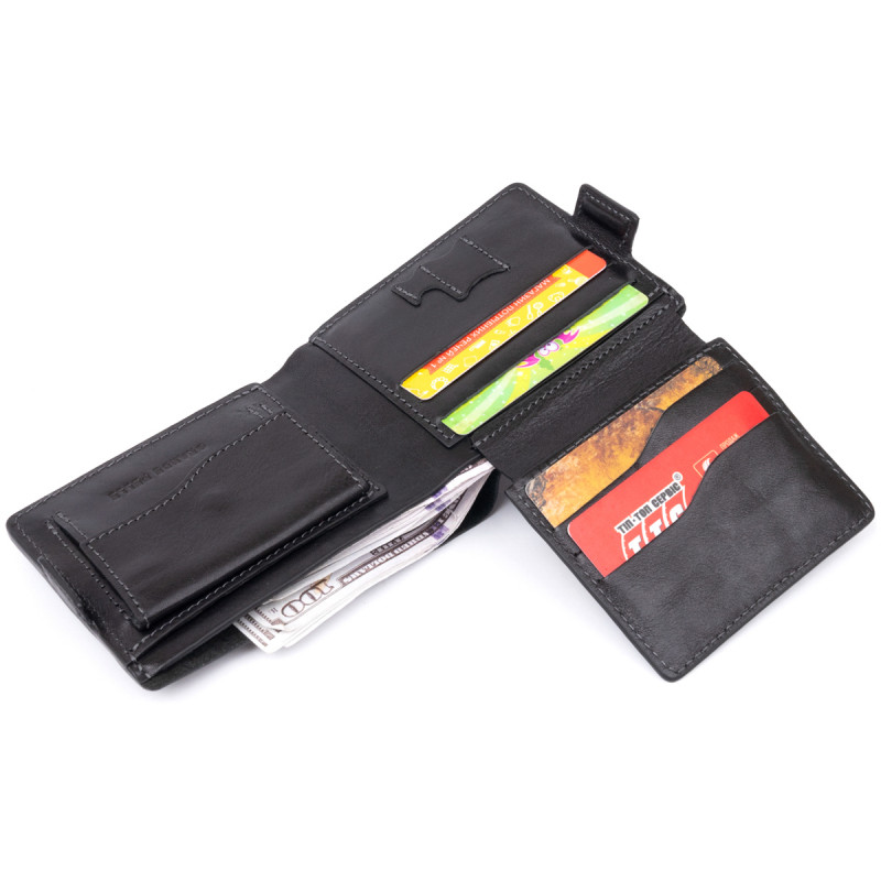 Портмоне горизонтальне Amico на магніті на два відділення GRANDE PELLE Чорне