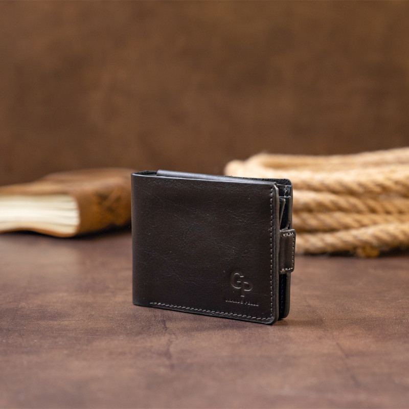 Портмоне горизонтальне Amico на магніті на два відділення GRANDE PELLE Чорне