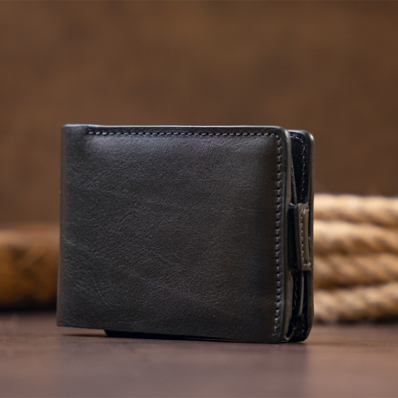 Портмоне горизонтальне Amico на магніті на два відділення GRANDE PELLE Чорне