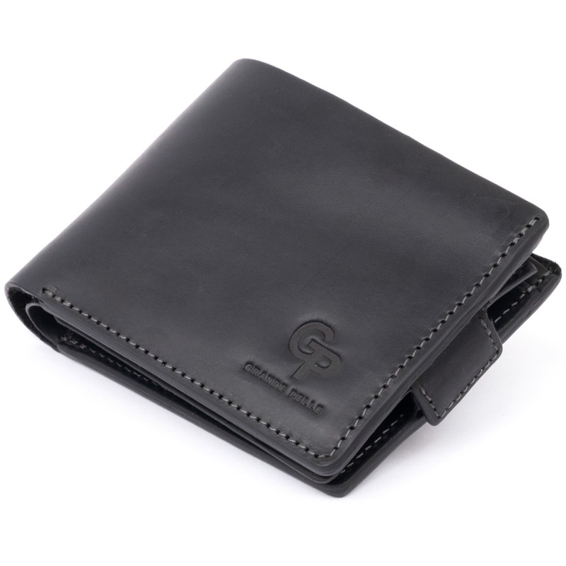 Портмоне горизонтальне Amico на магніті на два відділення матове GRANDE PELLE Чорне