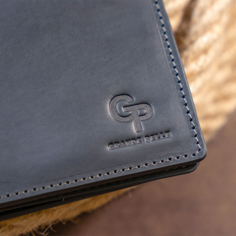 Портмоне горизонтальне Amico на магніті на два відділення матове GRANDE PELLE Чорне