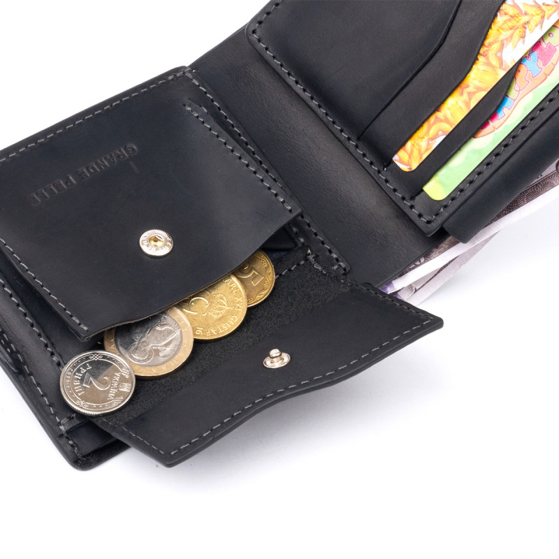 Портмоне горизонтальне Amico на магніті на два відділення матове GRANDE PELLE Чорне