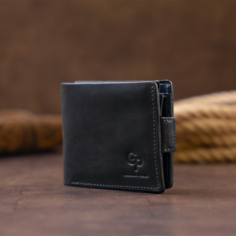 Портмоне горизонтальне Amico на магніті на два відділення матове GRANDE PELLE Чорне