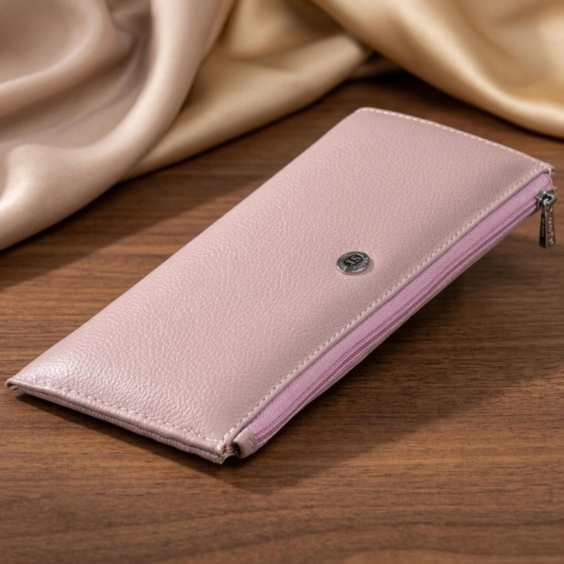 Горизонтальний тонкий гаманець зі шкіри ST Leather Ліловий