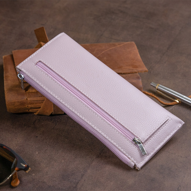 Горизонтальный тонкий кошелек из кожи женский ST Leather Лиловый