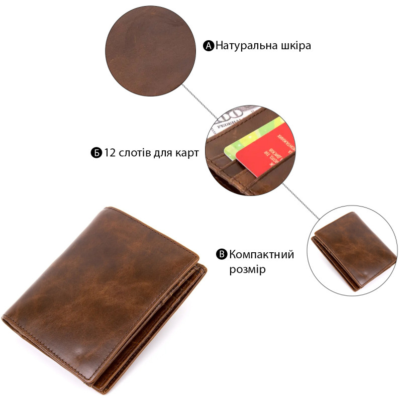 Портмоне унісекс Vintage Коричневе