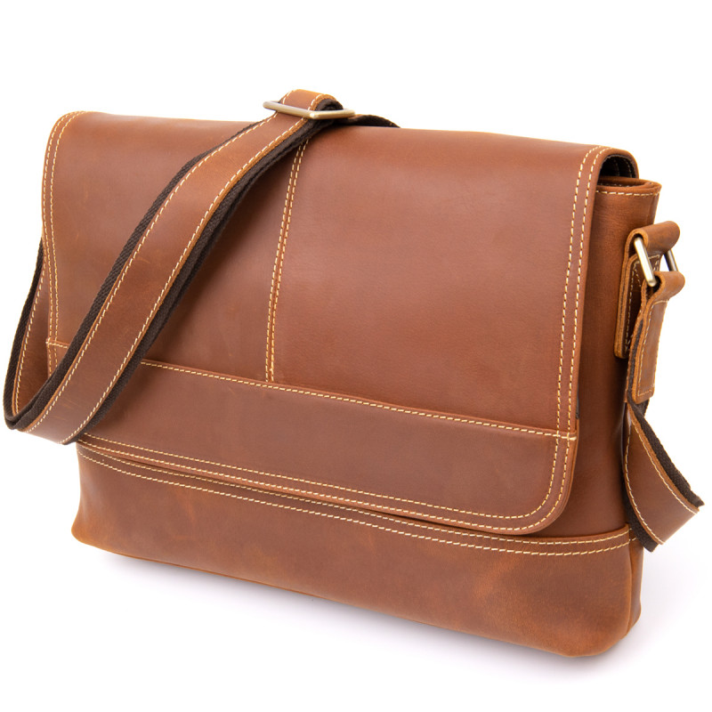 Сумка матова чоловіча почтальонка Vintage Руда