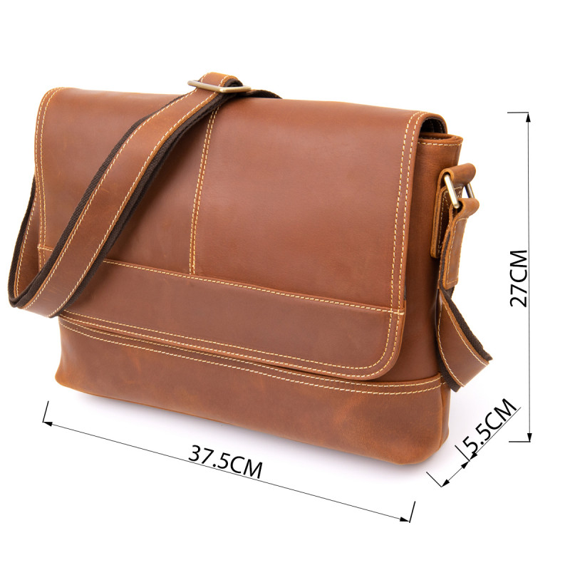 Сумка матова чоловіча почтальонка Vintage Руда