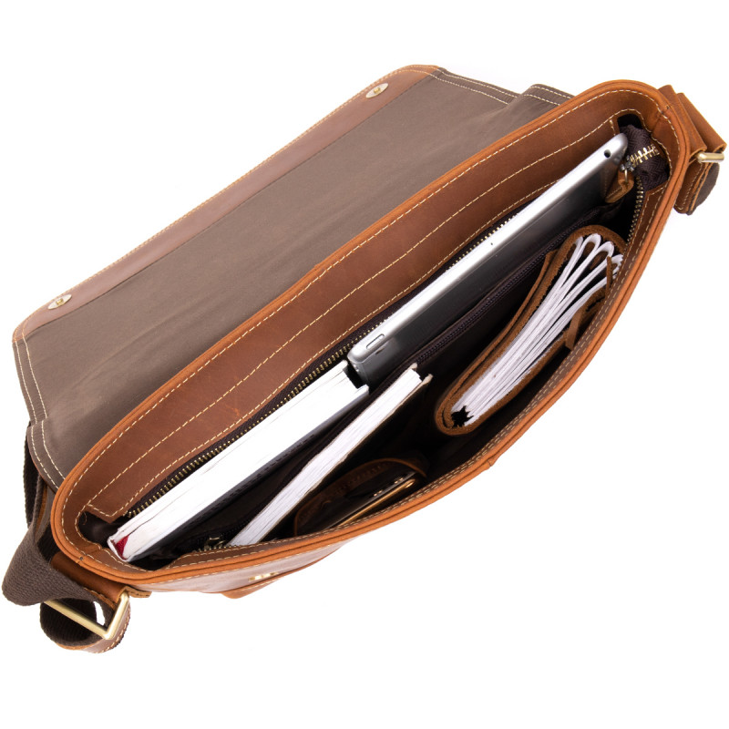 Сумка матова чоловіча почтальонка Vintage Руда