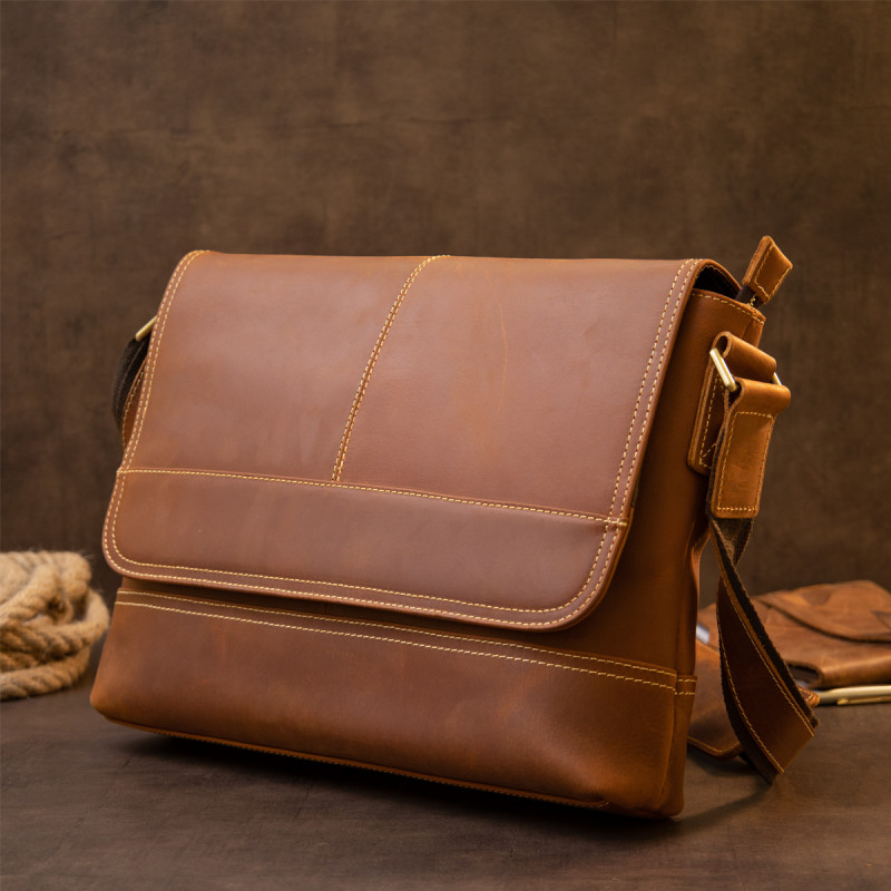 Сумка матова чоловіча почтальонка Vintage Руда