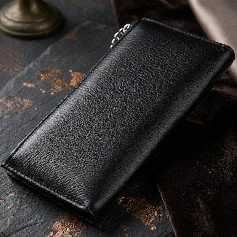 Практичний жіночий шкіряний гаманець ST Leather Чорний