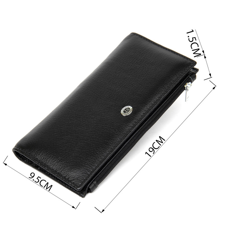 Практичный женский кожаный кошелек ST Leather  Черный