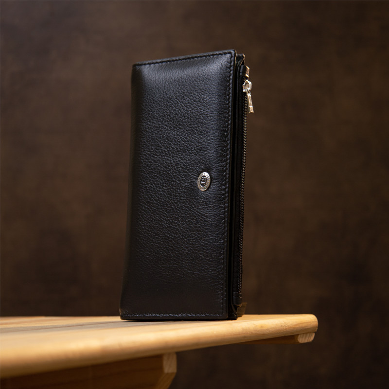 Практичный женский кожаный кошелек ST Leather  Черный