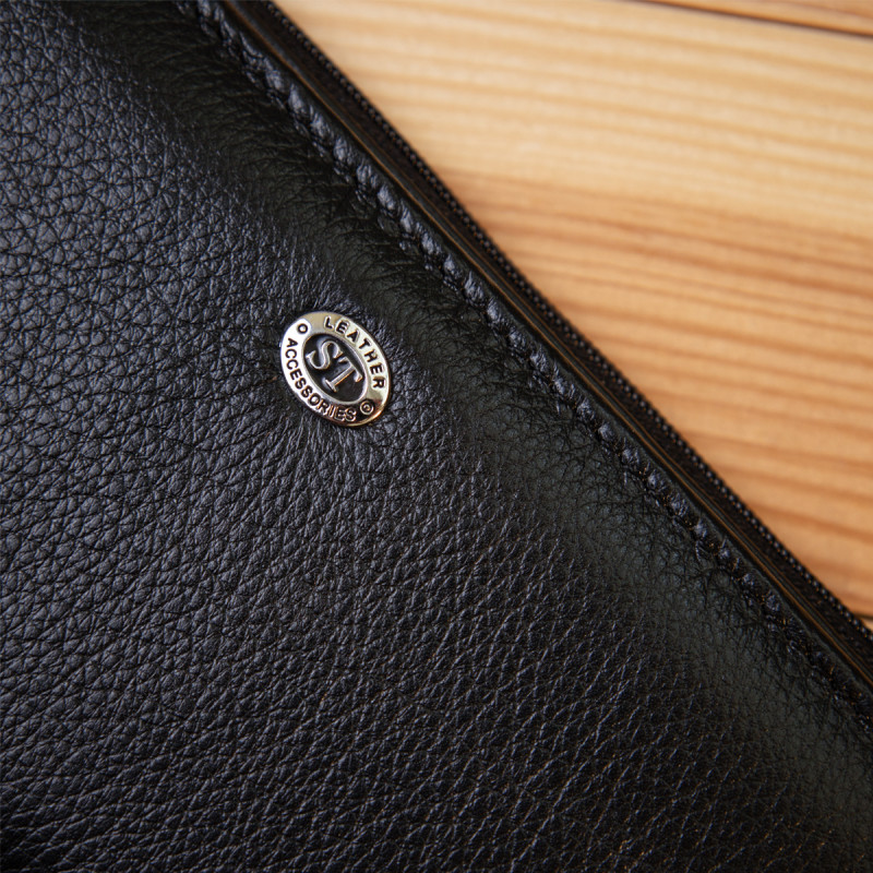 Практичный женский кожаный кошелек ST Leather  Черный